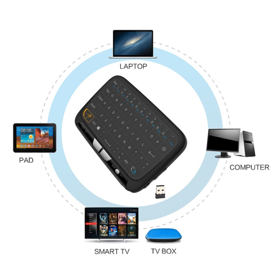 H18 2.4GHz Mini Wireless Air Mouse QWERTY Keyboard with Touchpad / Vibration for PC, TV(Black)