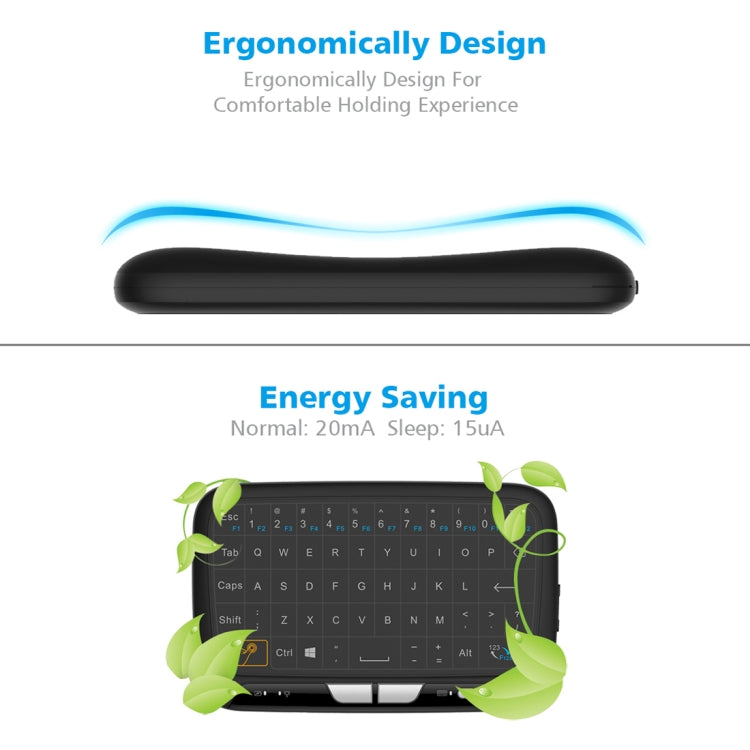 H18 2.4GHz Mini Wireless Air Mouse QWERTY Keyboard with Touchpad / Vibration for PC, TV(Black)