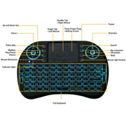 2.4GHz Mini i8 Wireless QWERTY Keyboard with Colorful Backlight & Touchpad & Multimedia Control for PC, Android TV BOX, X-BOX Player, Smartphones(Black)