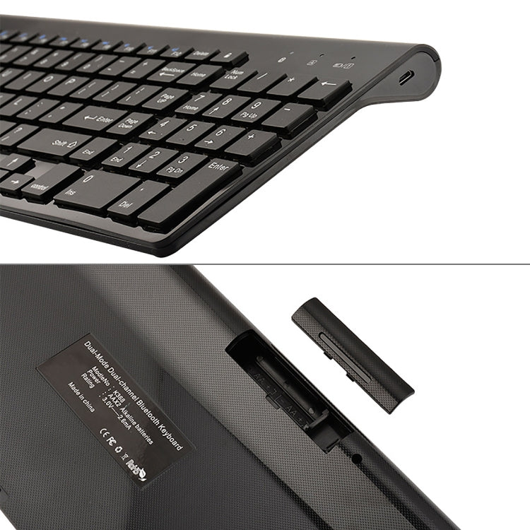 K368 Dual Mode Dual Channel 102 Keys Wireless Bluetooth Keyboard for Laptop, Notebook, Tablet and Smartphones, Support Android / iOS / Windows or An Updated Version(Silver)