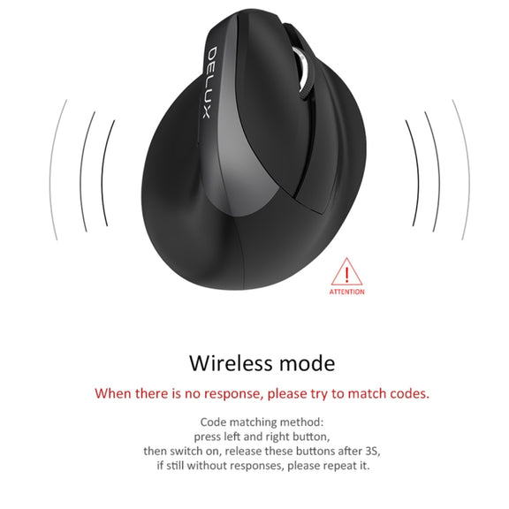 DELUX M618 Mini 2.4G Wireless 2400DPI USB Rechargeable Ergonomic Vertical Mouse(Grey)