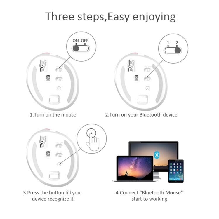 DELUX M618 Mini 2.4G Wireless 2400DPI USB Rechargeable Ergonomic Vertical Mouse (White)