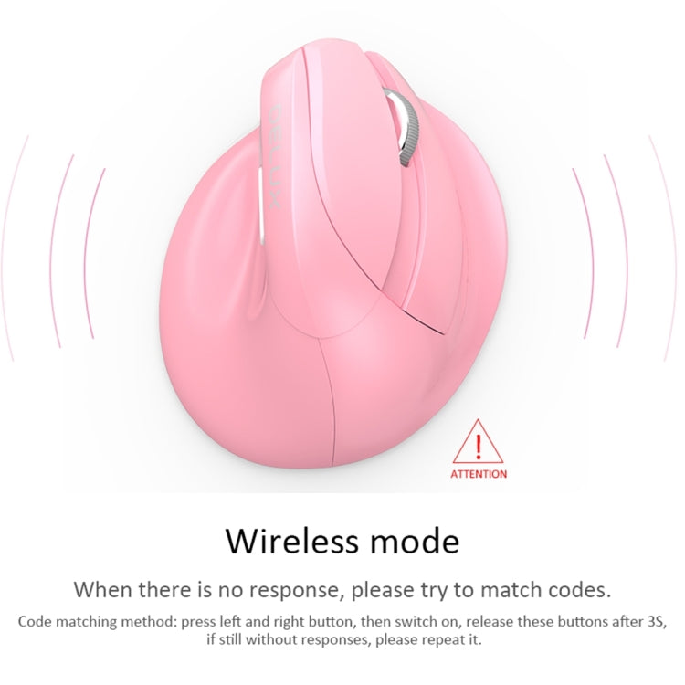 DELUX M618 Mini 2.4G Wireless 2400DPI USB Rechargeable Ergonomic Vertical Mouse (Black)