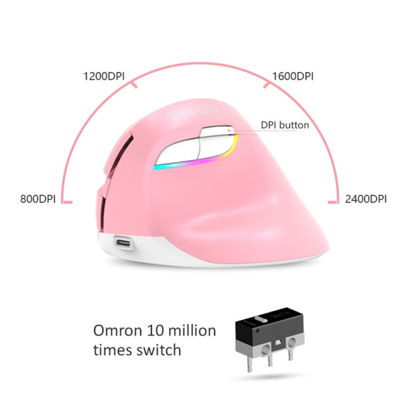 DELUX M618 Mini 2.4G Wireless 2400DPI USB Rechargeable Ergonomic Vertical Mouse (White)