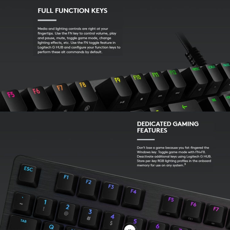 Logitech G512 RGB C-axis Mechanical Wired Gaming Keyboard, Length: 1.8m (Black)