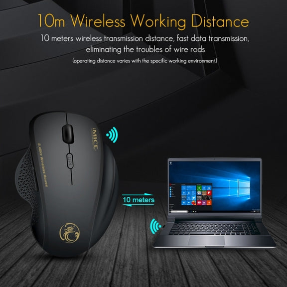 iMICE G6 Wireless Mouse 2.4G Office Mouse 6-button Gaming Mouse(Black)