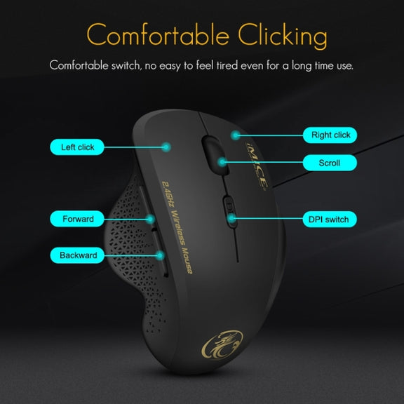 iMICE G6 Wireless Mouse 2.4G Office Mouse 6-button Gaming Mouse(Grey)