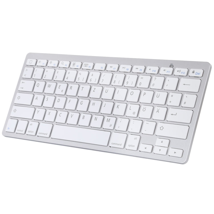 WB-8022 Ultra-thin Wireless Bluetooth Keyboard, German Keys(Silver)