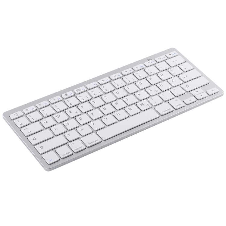 WB-8022 Ultra-thin Wireless Bluetooth Keyboard, German Keys(Silver)