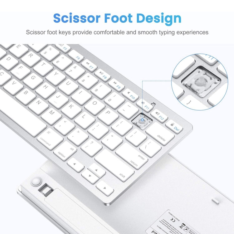 WB-8022 Ultra-thin Wireless Bluetooth Keyboard, German Keys(Silver)