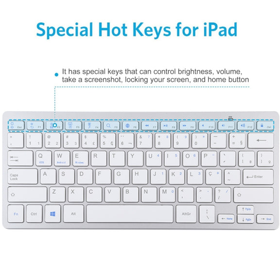WB-8022 Ultra-thin Wireless Bluetooth Keyboard, Portuguese Keys(Silver)