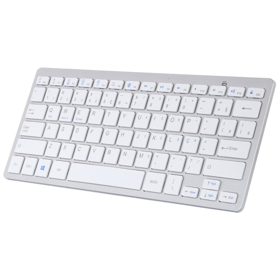 WB-8022 Ultra-thin Wireless Bluetooth Keyboard, Portuguese Keys(Silver)