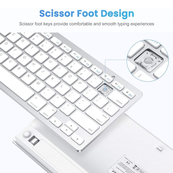 WB-8022 Ultra-thin Wireless Bluetooth Keyboard, Portuguese Keys(Silver)