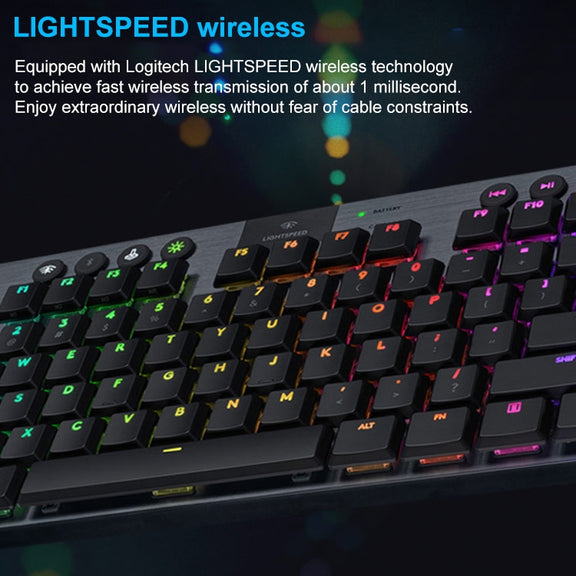 Logitech G913 TKL Wireless RGB Mechanical Gaming Keyboard, Tea Shaft (GL-Tactile)(Black)