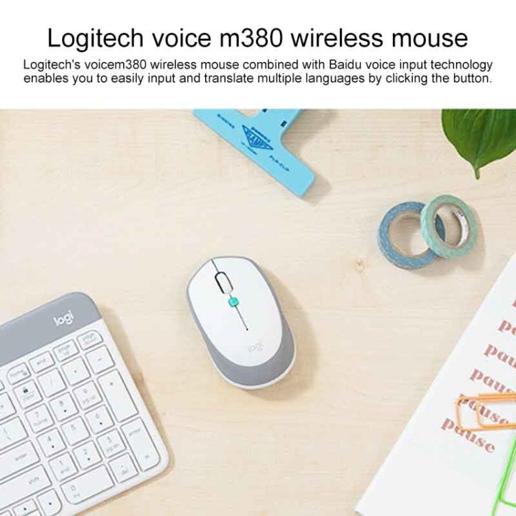 Logitech Voice M380 4 Buttons Smart Voice Input Wireless Mouse (Silver Grey)