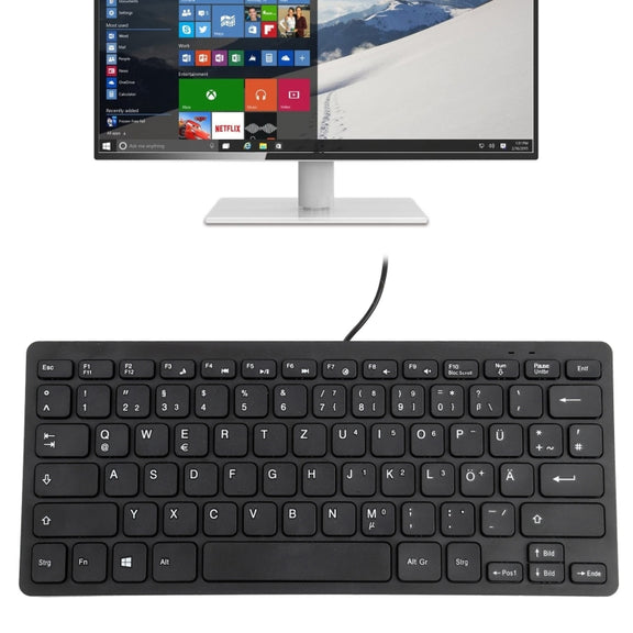 TT-A01 Ultra-thin Design Mini Wired Keyboard, German Version (Black)