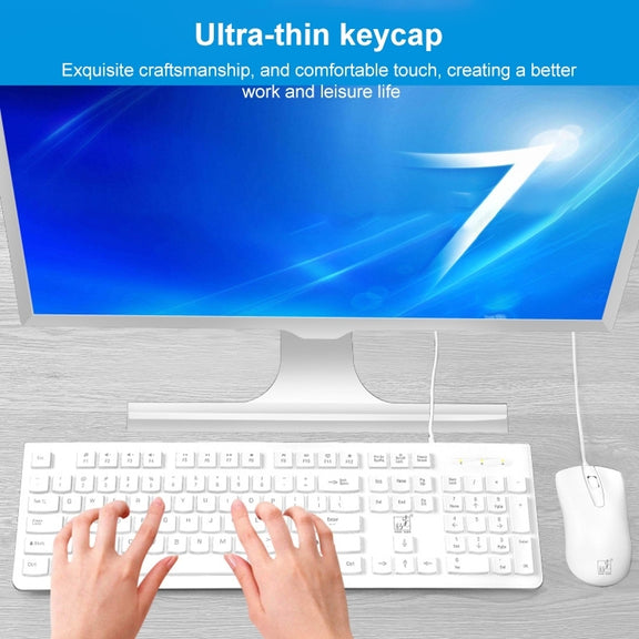 ZGB S500 Square Keycap Wired Keyboard + Mouse Set (White)