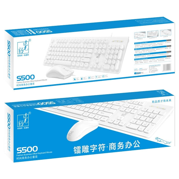 ZGB S500 Round Keycap Wired Keyboard + Mouse Set (Black)