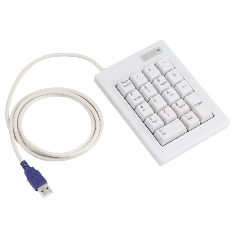 DX-18B 18-keys USB Wired Mechanical Black Shaft Mini Numeric Keyboard (White)