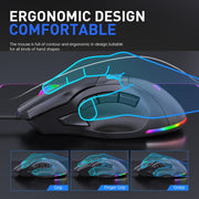 MKESPN X10 9-Buttons RGB Wired Full Speed Macro Definition Gaming Mouse