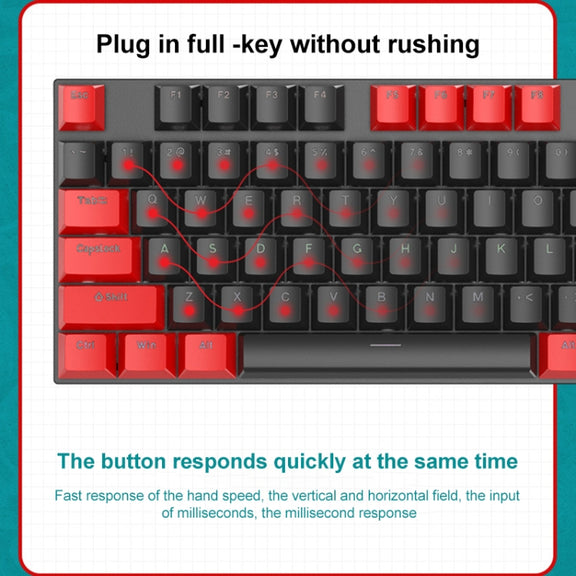 FOREV FV-301 87-keys Blue Axis Mechanical Gaming Keyboard, Cable Length: 1.6m(White Blue)