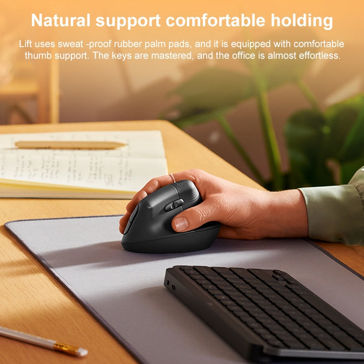 Logitech Lift Vertical 1000DPI 2.4GHz Ergonomic Wireless Bluetooth Dual Mode Mouse (Black)