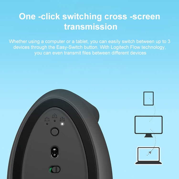 Logitech Lift Vertical 1000DPI 2.4GHz Ergonomic Wireless Bluetooth Dual Mode Mouse (Black)