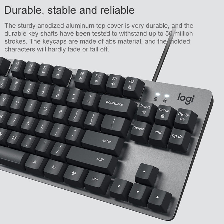 Logitech K835 Mini Mechanical Wired Keyboard, Green Shaft (Black)
