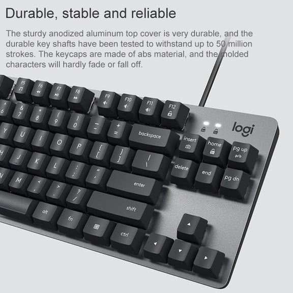 Logitech K835 Mini Mechanical Wired Keyboard, Green Shaft (Black)