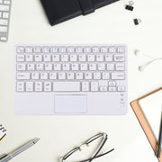 Bluetooth Wireless Keyboard with Touch Panel, Compatible with All Android & Windows 10 inch Tablets with Bluetooth Functions (White)