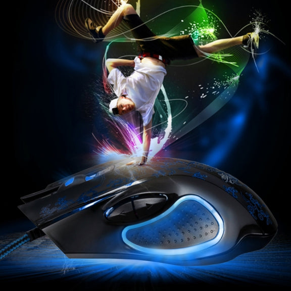 Chasing Leopard 169 USB 2400DPI Four-speed Adjustable LED Backlight Wired Optical E-sport Gaming Mouse with Counter Weight, Length: 1.45m(Black)