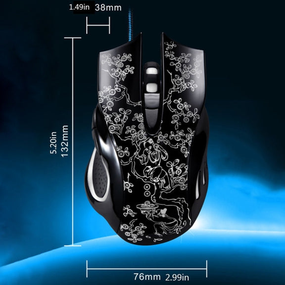 Chasing Leopard 169 USB 2400DPI Four-speed Adjustable LED Backlight Wired Optical E-sport Gaming Mouse with Counter Weight, Length: 1.45m(Black)