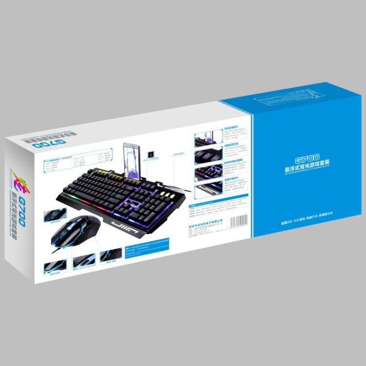 Chasing Leopard G700 USB RGB Backlight Wired Optical Gaming Mouse and Keyboard Set, Keyboard Cable Length: 1.35m, Mouse Cable Length: 1.3m(Black)