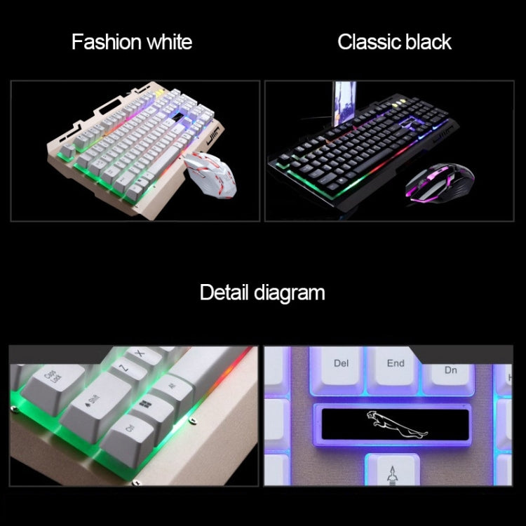 Chasing Leopard G700 USB RGB Backlight Wired Optical Gaming Mouse and Keyboard Set, Keyboard Cable Length: 1.35m, Mouse Cable Length: 1.3m(White)