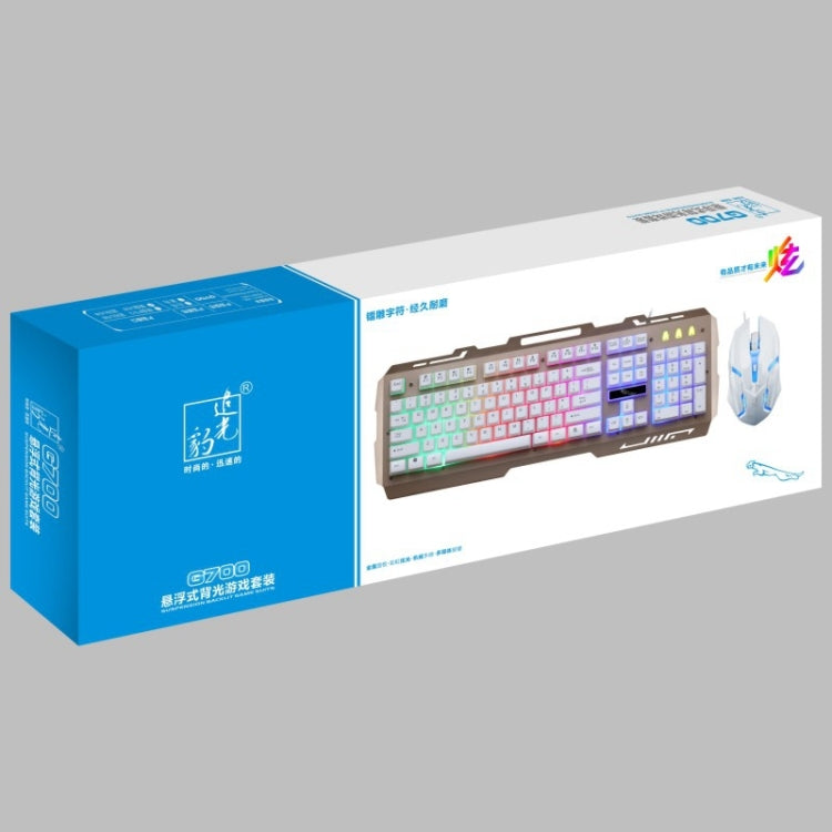 Chasing Leopard G700 USB RGB Backlight Wired Optical Gaming Mouse and Keyboard Set, Keyboard Cable Length: 1.35m, Mouse Cable Length: 1.3m(White)