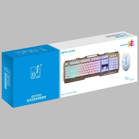 Chasing Leopard G700 USB RGB Backlight Wired Optical Gaming Mouse and Keyboard Set, Keyboard Cable Length: 1.35m, Mouse Cable Length: 1.3m(White)