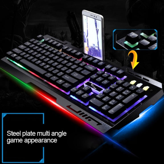 Chasing Leopard G700 USB RGB Backlight Wired Optical Gaming Mouse and Keyboard Set, Keyboard Cable Length: 1.35m, Mouse Cable Length: 1.3m(White)