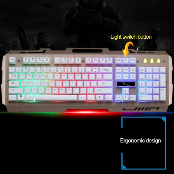 Chasing Leopard G700 USB RGB Backlight Wired Optical Gaming Mouse and Keyboard Set, Keyboard Cable Length: 1.35m, Mouse Cable Length: 1.3m(White)