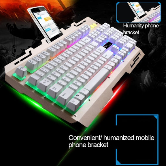 Chasing Leopard G700 USB RGB Backlight Wired Optical Gaming Mouse and Keyboard Set, Keyboard Cable Length: 1.35m, Mouse Cable Length: 1.3m(White)