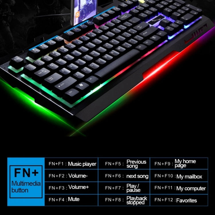 Chasing Leopard G700 USB RGB Backlight Wired Optical Gaming Mouse and Keyboard Set, Keyboard Cable Length: 1.35m, Mouse Cable Length: 1.3m(White)
