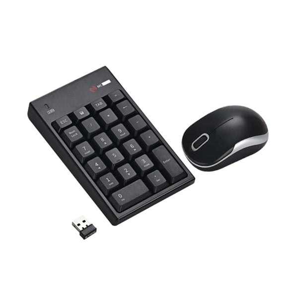 MC Saite MC-61CB 2.4GHz Wireless Mouse + 22 Keys Numeric Pan Keyboard with USB Receiver Set for Computer PC Laptop (Black)