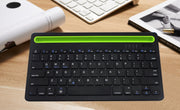 B908 Ultra-slim 78 Keys Bluetooth Wireless Keyboard with Concave Mobile Phone Holder (Black)