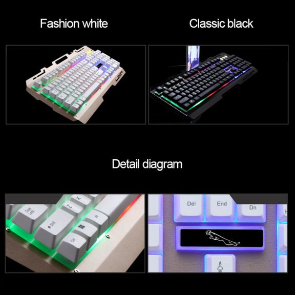 ZGB G700 104 Keys USB Wired Mechanical Feel Glowing Metal Panel Suspension Gaming Keyboard with Phone Holder(Black)