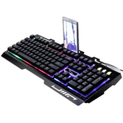 ZGB G700 104 Keys USB Wired Mechanical Feel Glowing Metal Panel Suspension Gaming Keyboard with Phone Holder(Black)