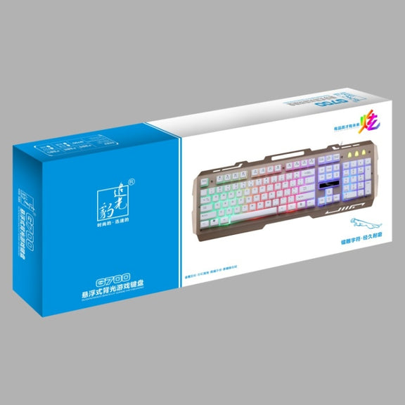 ZGB G700 104 Keys USB Wired Mechanical Feel Glowing Metal Panel Suspension Gaming Keyboard with Phone Holder(Gold)