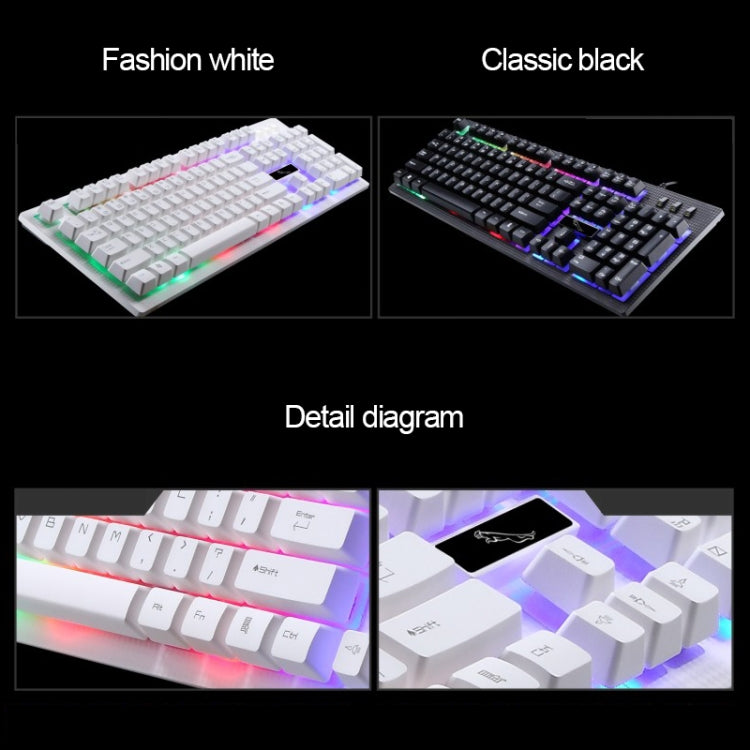 ZGB G20 1600 DPI Professional Wired Glowing Mechanical Feel Suspension Keyboard + Optical Mouse Kit for Laptop, PC(Black)