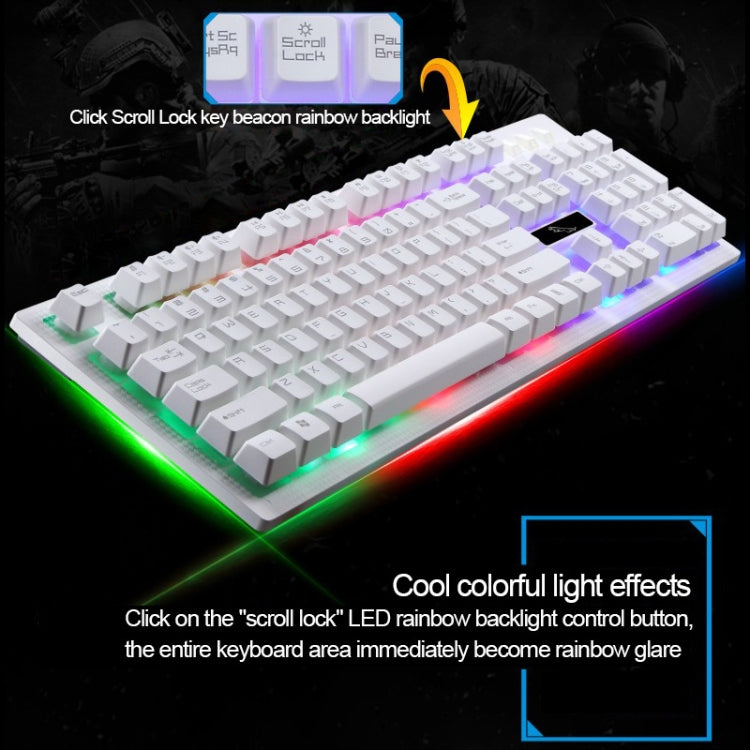 ZGB G20 1600 DPI Professional Wired Glowing Mechanical Feel Suspension Keyboard + Optical Mouse Kit for Laptop, PC(Black)