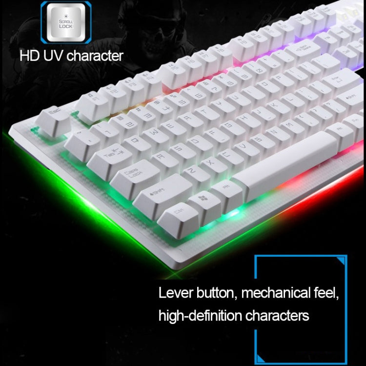 ZGB G20 1600 DPI Professional Wired Glowing Mechanical Feel Suspension Keyboard + Optical Mouse Kit for Laptop, PC(Black)