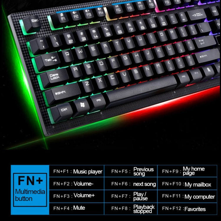 ZGB G20 1600 DPI Professional Wired Glowing Mechanical Feel Suspension Keyboard + Optical Mouse Kit for Laptop, PC(Black)