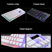 ZGB G20 1600 DPI Professional Wired Glowing Mechanical Feel Suspension Keyboard + Optical Mouse Kit for Laptop, PC(White)